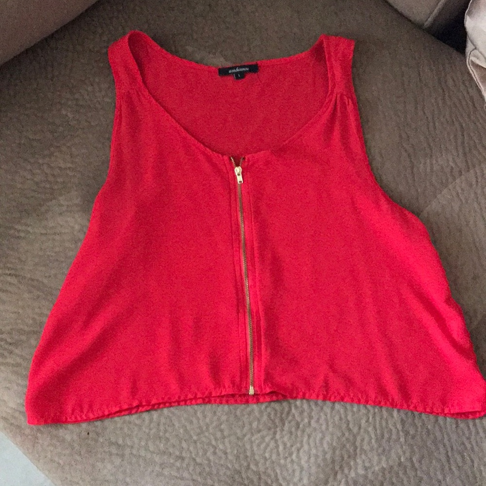 AMBIANCE ~ Red zipper crop top